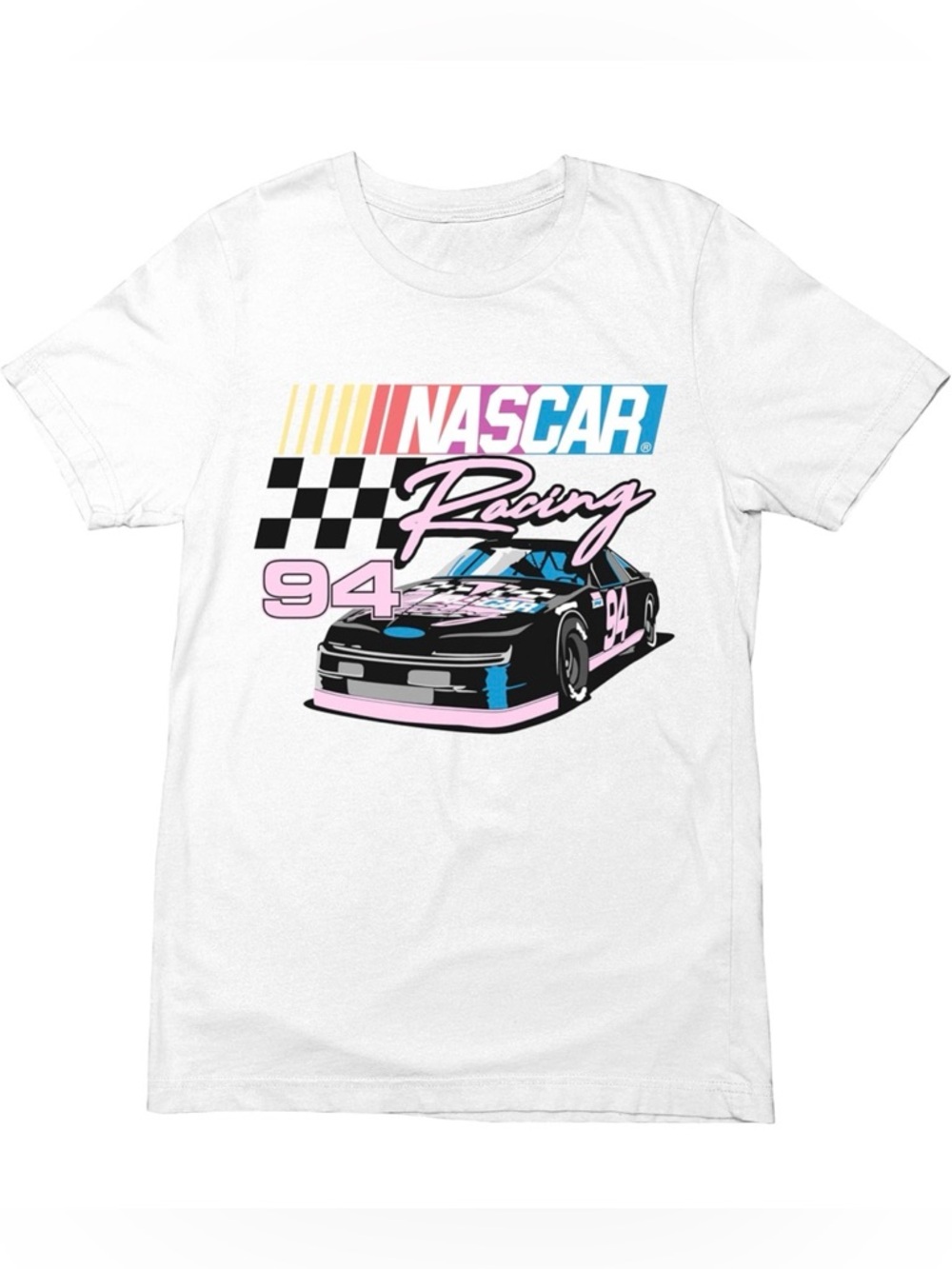 NASCAR Racing 94 Graphic Tee White Pink Black Size Medium NWOT